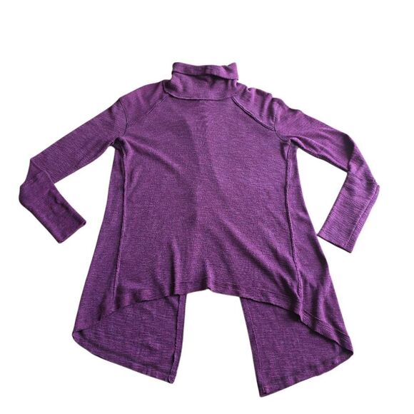 Free people Sz S burgundy juicy waffle knit split back top - Picture 4 of 8